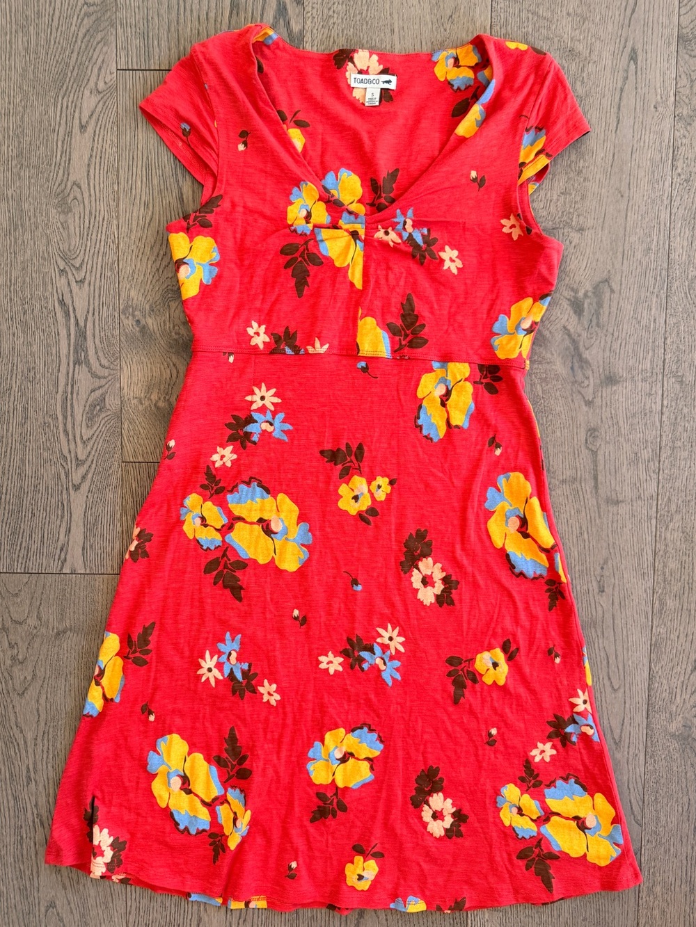 Toad & Co Red Floral Aline Dress Size Small